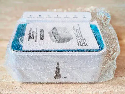 Trinkbrunnen in Luftplsterfolie verpackt